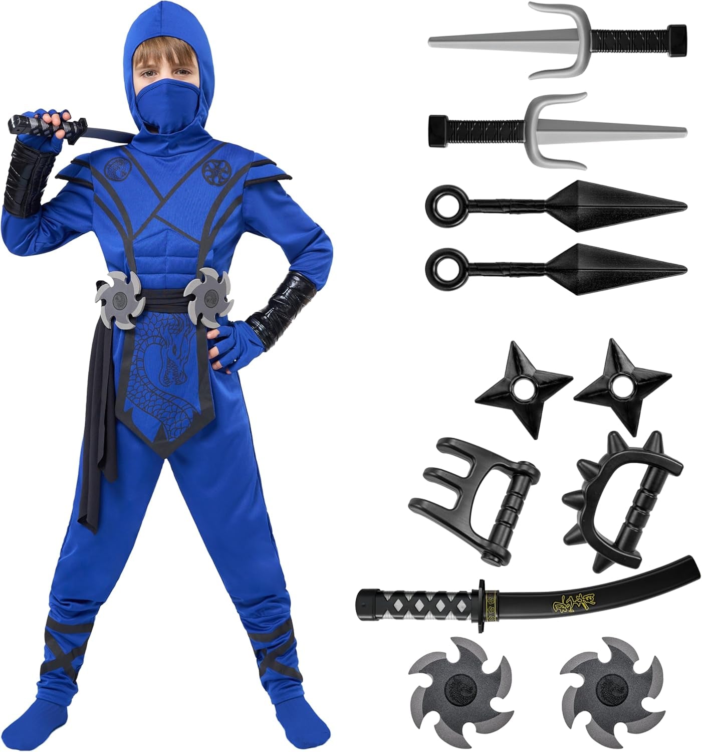 ShadowStrike™ Red Dragon Ninja Kids Costume with Jumpsuit, Mask & Accessories