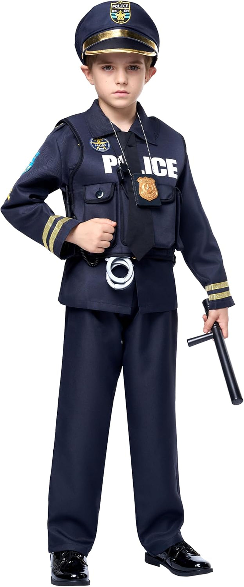 Dark Duty™ Kids Police Costume – Boys Premium Black Uniform for Halloween Parties & Police-Themed Play