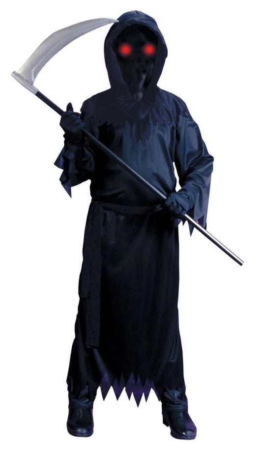 PhantomFade™ Kids’ Fade In Fade Out Phantom Costume with Glowing Eyes, Hood, Belt & Glasses – Halloween Fancy-Dress Outfit