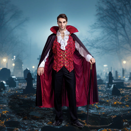 BloodLords™ Vampire Costume Set For Adults - Gothic Dracula Fancy Dress-Up With Cape & Vest