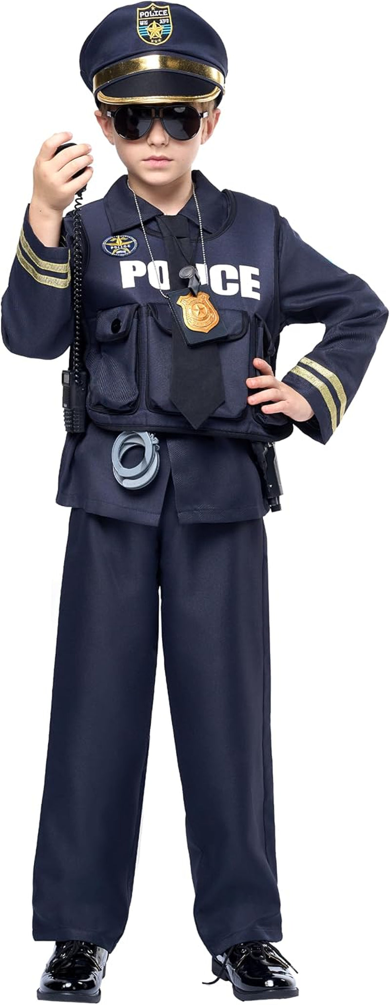 Dark Duty™ Kids Police Costume – Boys Premium Black Uniform for Halloween Parties & Police-Themed Play