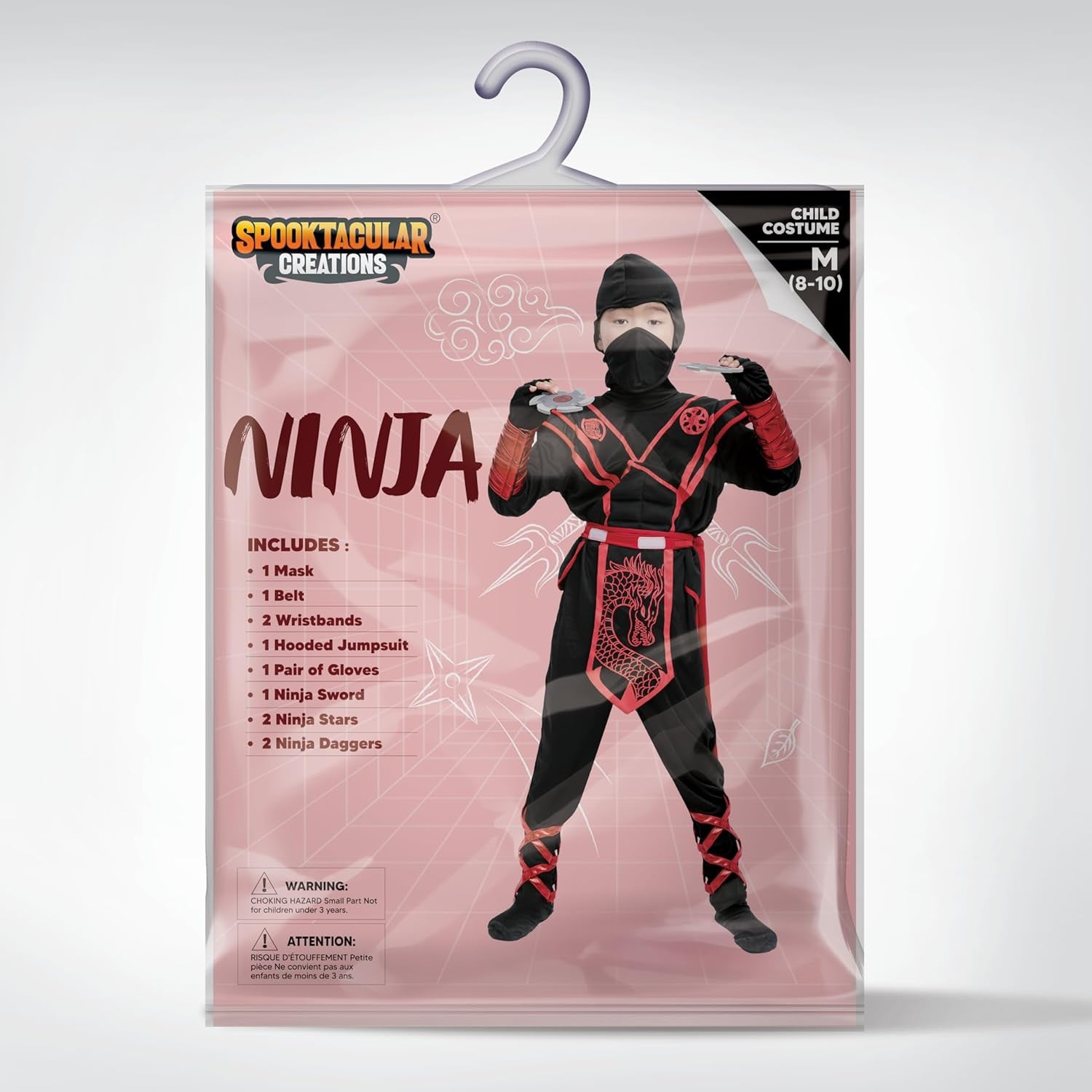 ShadowStrike™ Red Dragon Ninja Kids Costume with Jumpsuit, Mask & Accessories