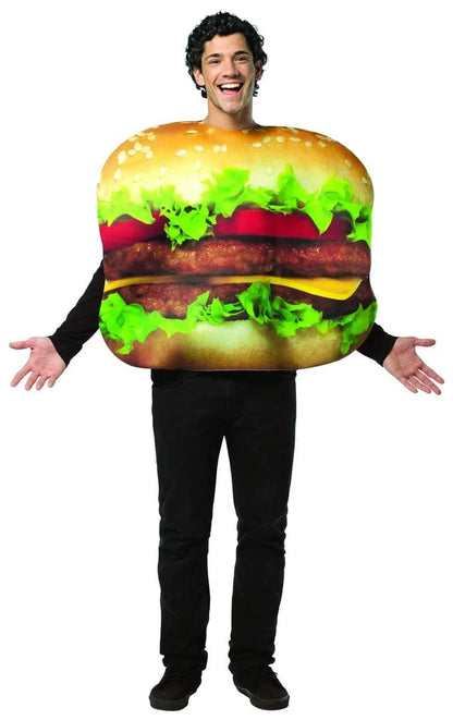 BurgerBlast™ Cheeseburger Halloween Costume for Adults – One Size, Funny Food Fancy Dress Tunic