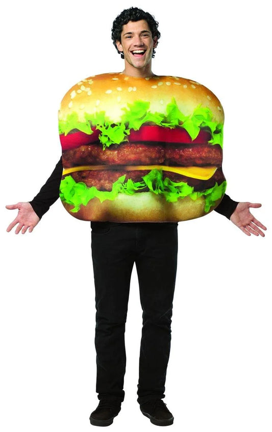 BurgerBlast™ Cheeseburger Halloween Costume for Adults – One Size, Funny Food Fancy Dress Tunic