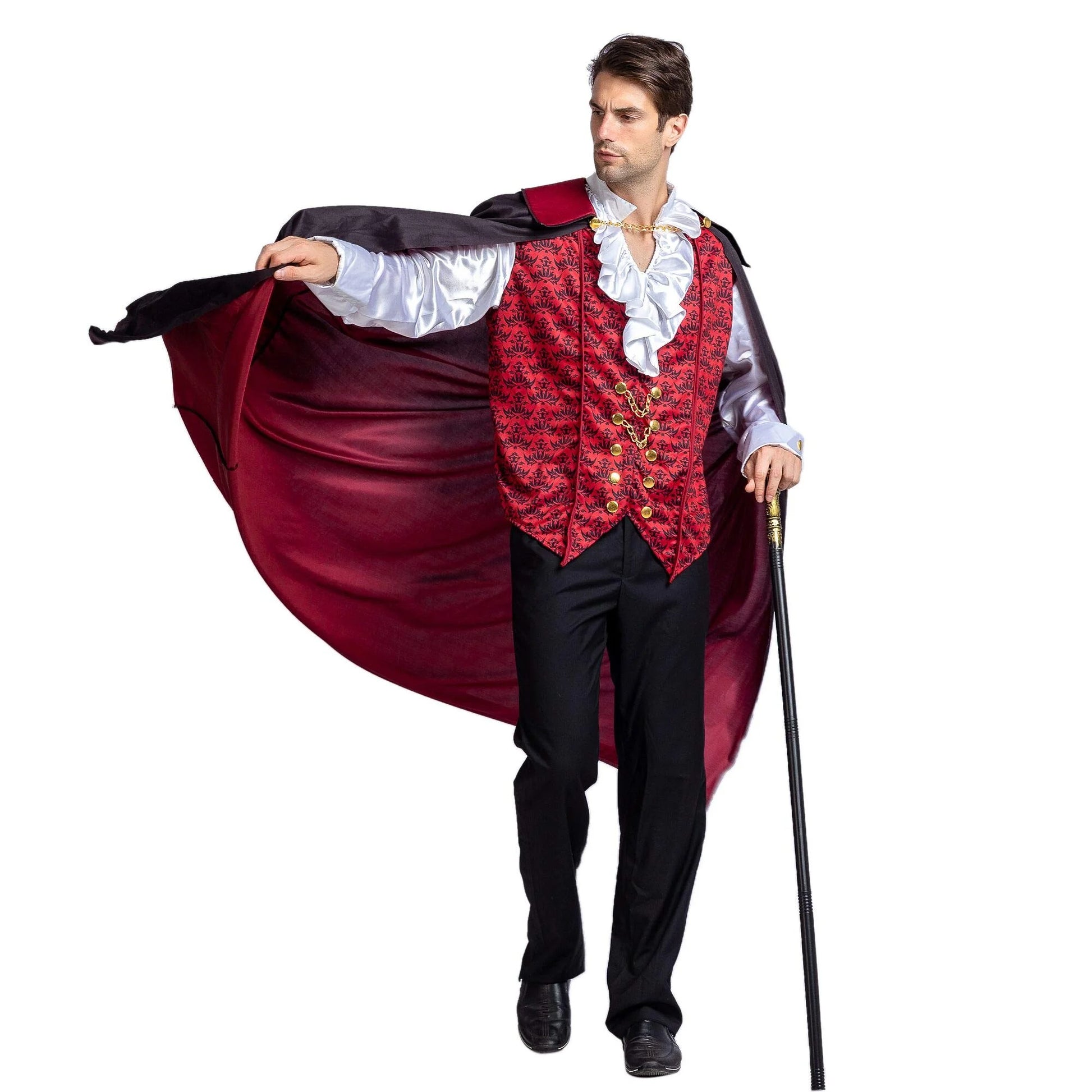 BloodLords™ Vampire Costume Set For Adults - Gothic Dracula Fancy Dress-Up With Cape & Vest