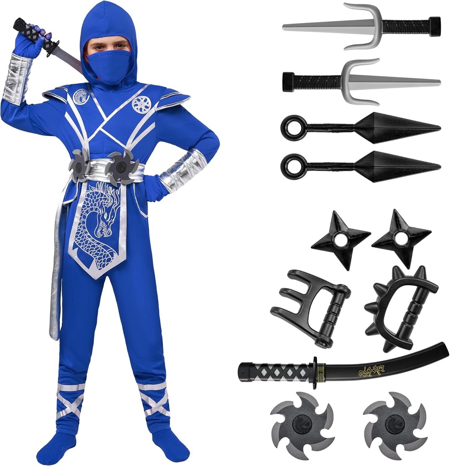 ShadowStrike™ Red Dragon Ninja Kids Costume with Jumpsuit, Mask & Accessories