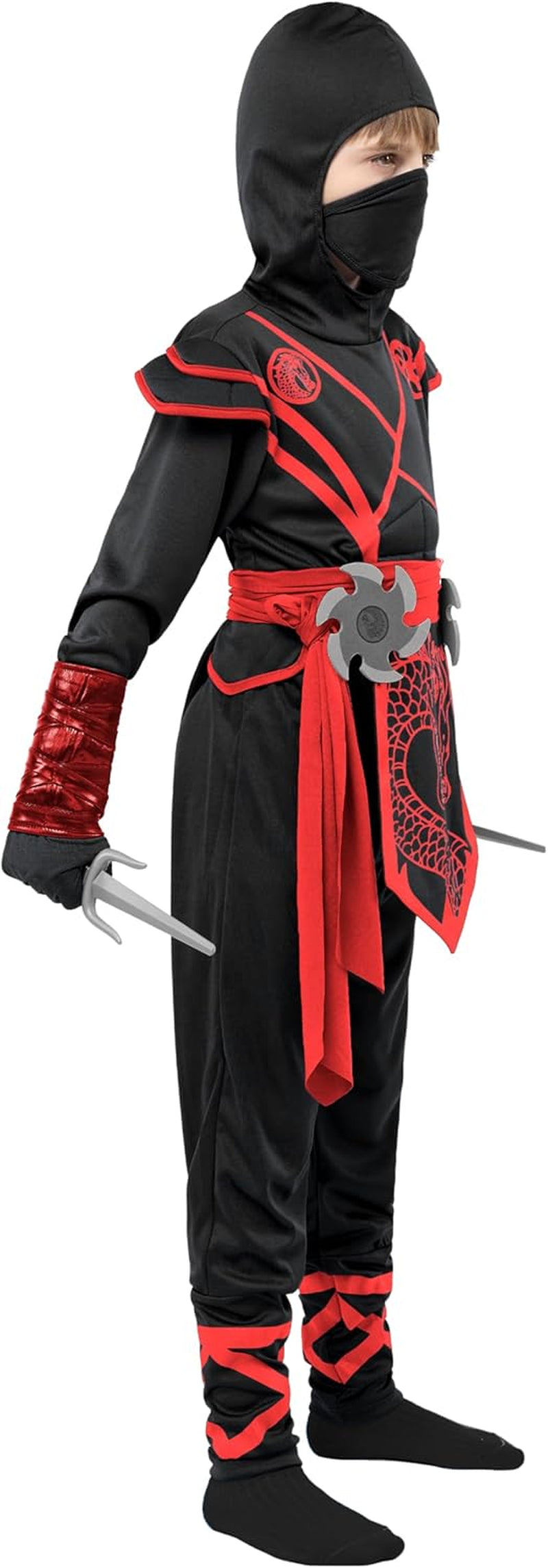 ShadowStrike™ Red Dragon Ninja Kids Costume with Jumpsuit, Mask & Accessories